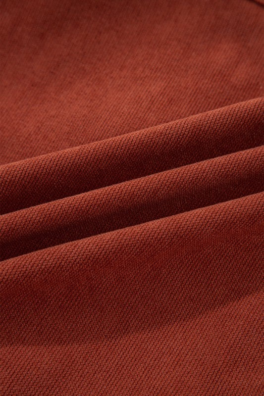 Women’s Velvet Flap Pocket Button-Up Drop Shoulder Shacket | Zarnesh