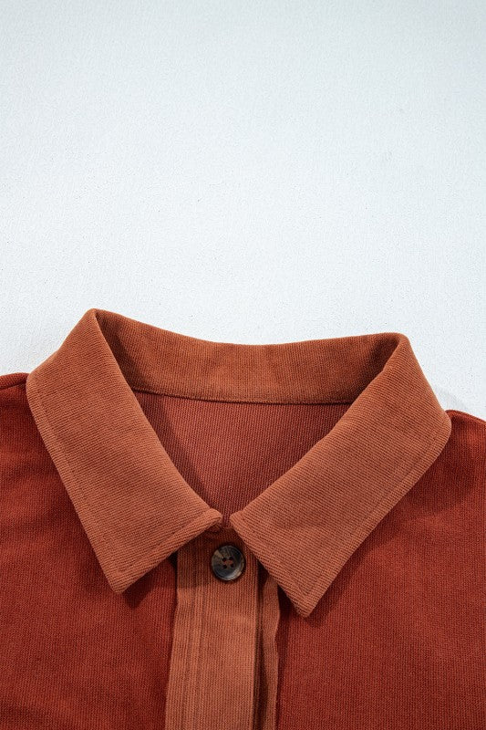 Women’s Velvet Flap Pocket Button-Up Drop Shoulder Shacket | Zarnesh