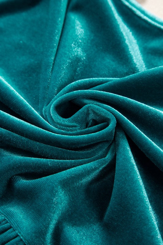 Women’s Velvet V-Neck Peplum Puff Sleeve Blouse Top | Zarnesh