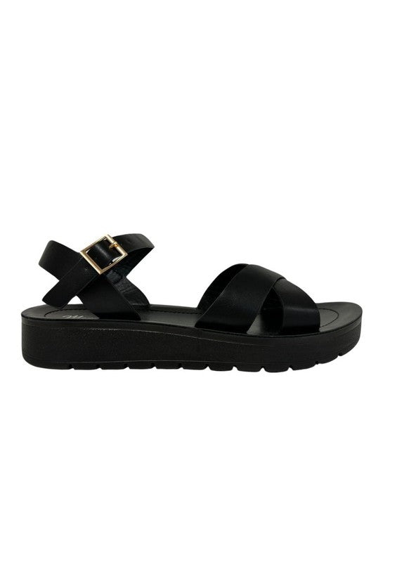 Women’s Vera Criss Cross Straps Metallic Flat Sandal | Zarnesh