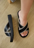 Women's Vera High Quality Criss Cross Strap Flat Sandal | Zarnesh
