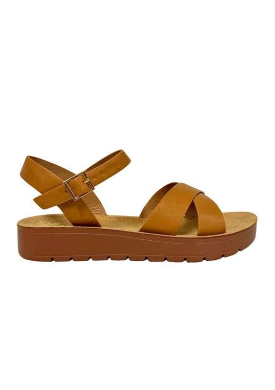 Women’s Vera Criss Cross Straps Metallic Flat Sandal | Zarnesh