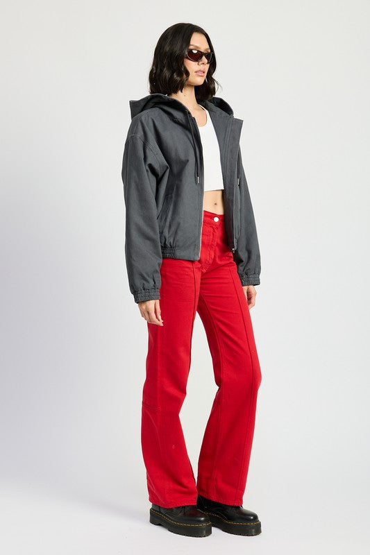 Women’s Vintage Washed Denim Zip Up Hoodie Jacket | Zarnesh