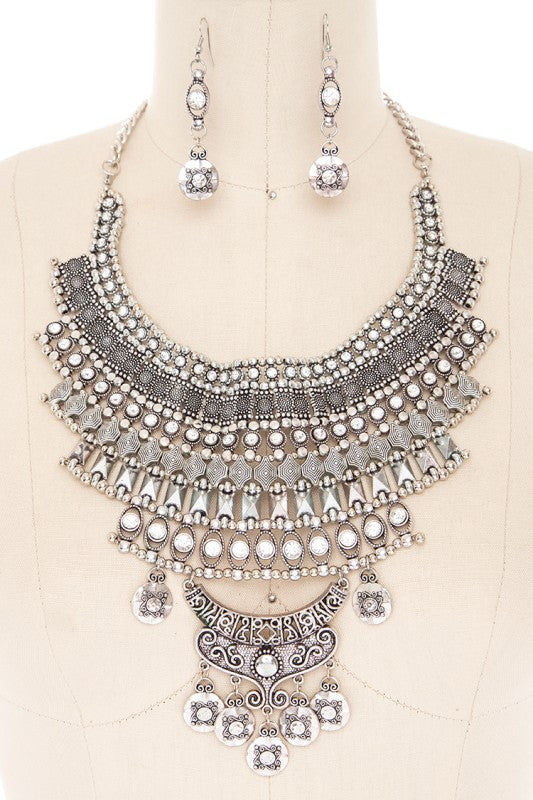 Women’s Vintage Inspired Boho Statement Bib Necklace Set | Zarnesh