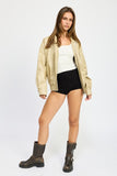 Women’s Vintage PU Oversized Bomber Jacket | Zarnesh