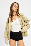 Women’s Vintage PU Oversized Bomber Jacket | Zarnesh