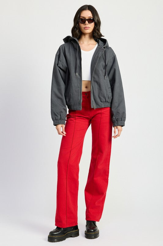 Women’s Vintage Washed Denim Zip Up Hoodie Jacket | Zarnesh