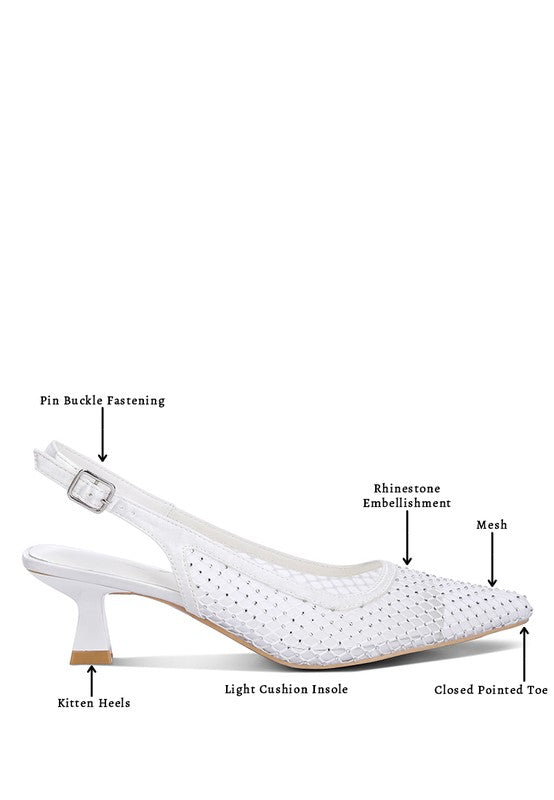 Women Siev Rhinestone Slingback Mules Zarnesh