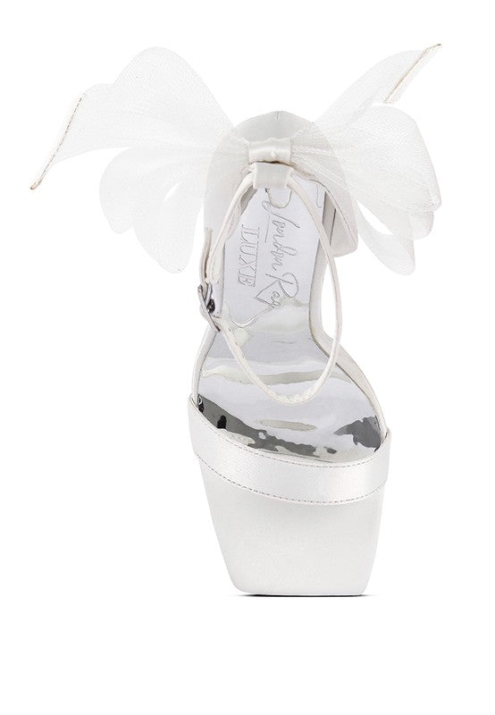 Women's Satin Clear High Heeled Bow Sandals | Zarnesh