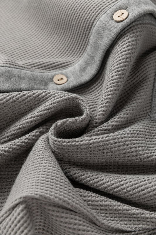 Women’s Waffle Knit Patchwork Button-Up Reverse Seam Shacket | Zarnesh