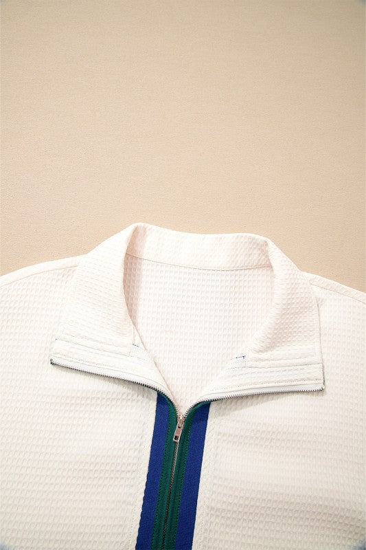 Women’s Waffle Naya Polo Zip Pullover Jumper Top | Zarnesh