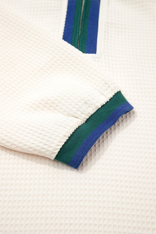 Women’s Waffle Naya Polo Zip Pullover Jumper Top | Zarnesh