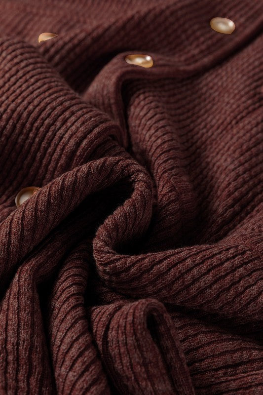 Women’s Waffle Ribbed Knit Button Up Flap Pocket Shacket | Zarnesh