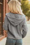 Women’s Waffle Snap Button Zip-Up Hooded Jacket | Zarnesh
