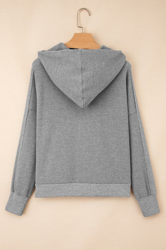 Women’s Waffle Snap Button Zip-Up Hooded Jacket | Zarnesh