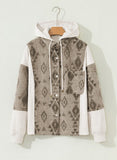 Women’s Western Aztec Print Hooded Colorblock Shacket | Zarnesh