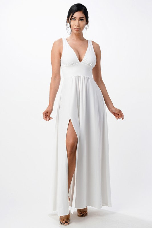 Women’s Dull Tricot Deep V Neck A-Line Dress | Zarnesh
