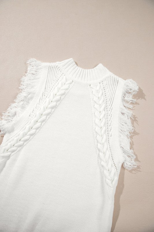 Women’s Tasseled Mock Neck Vest Sweater | Zarnesh