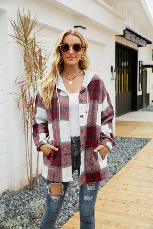 Women’s Long Sleeve Hooded Shacket | Zarnesh
