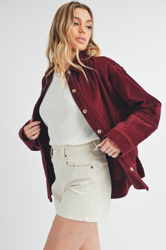 Women's Oversized Corduroy Front Button Daphne Jacket | Zarnesh