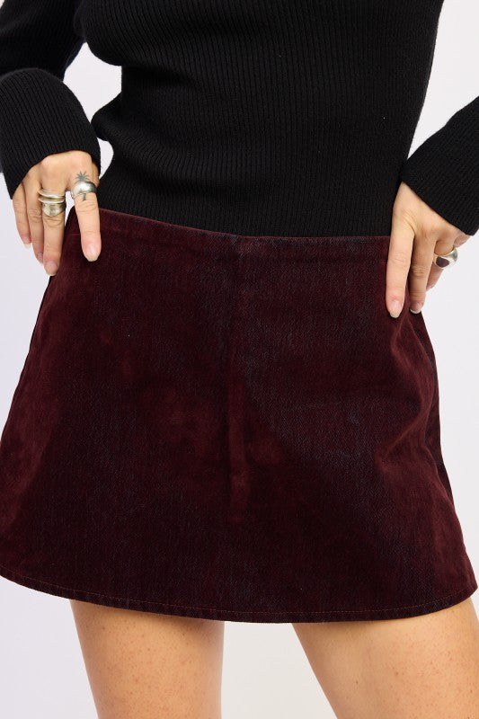 Women’s Versatile High Waist Suede Mini Skirt | Zarnesh