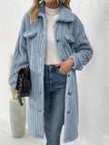 Women's Winter Collared Button Up Long Sherpa Coat | Zarnesh