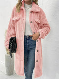 Women's Winter Collared Button Up Long Sherpa Coat | Zarnesh