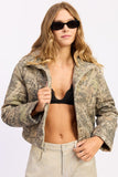 Women’s Woodland Camo Print Puffer Cropped Jacket | Zarnesh