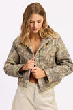 Women’s Woodland Camo Print Puffer Cropped Jacket | Zarnesh