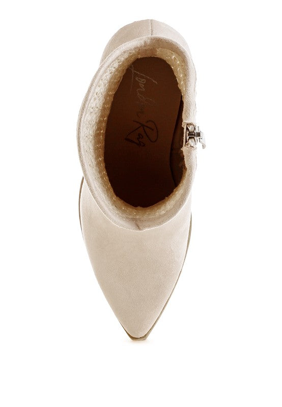 Women's Woven Pointy Western Booties | Zarnesh