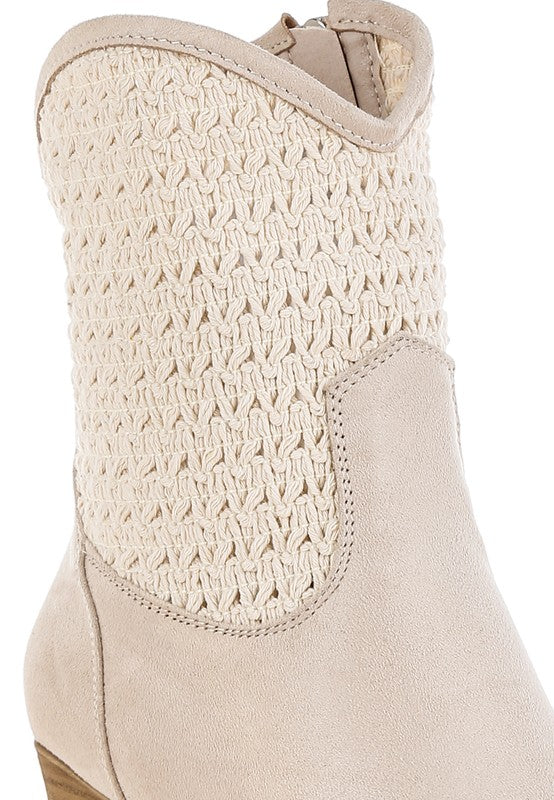 Women's Woven Pointy Western Booties | Zarnesh