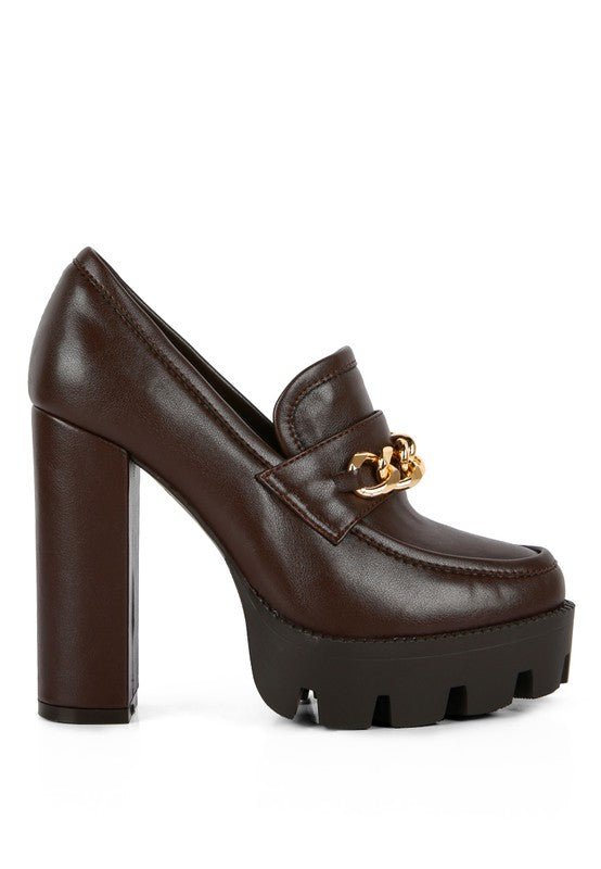 Women's Y2K Chunky High Block Heeled Loafers | Zarnesh