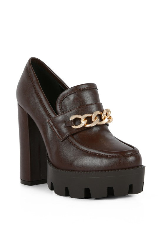 Women's Y2K Chunky High Block Heeled Loafers | Zarnesh