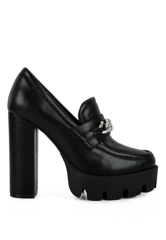 Women's Y2K Chunky High Block Heeled Loafers | Zarnesh