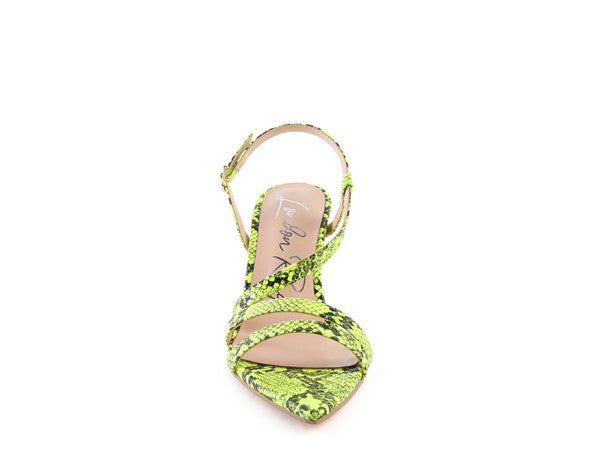 Women's CHERRY TART Snake Print Spool Heel Sandals |Zarnesh