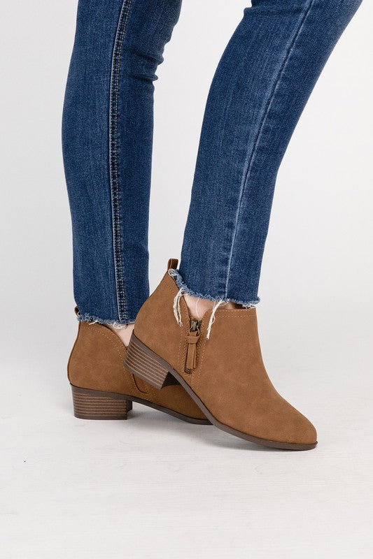 Women’s ZAYNE Side Zipper Ankle Block Heel Booties | Zarnesh