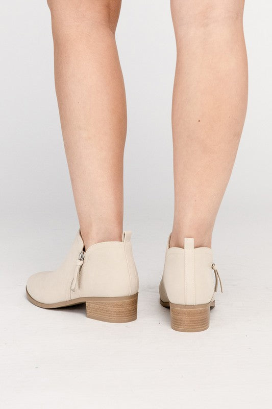 Women’s ZAYNE Side Zipper Ankle Block Heel Booties | Zarnesh