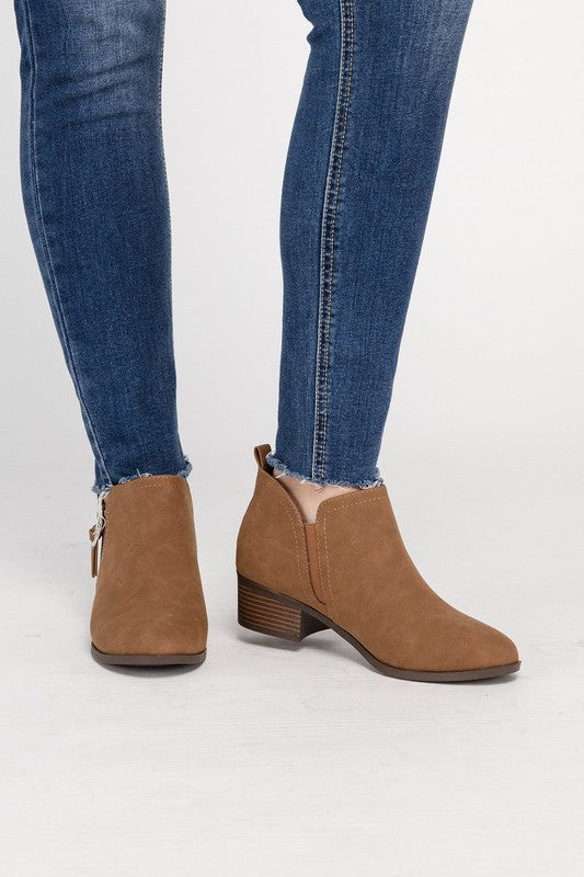 Women’s ZAYNE Side Zipper Ankle Block Heel Booties | Zarnesh