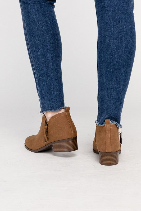 Women’s ZAYNE Side Zipper Ankle Block Heel Booties | Zarnesh
