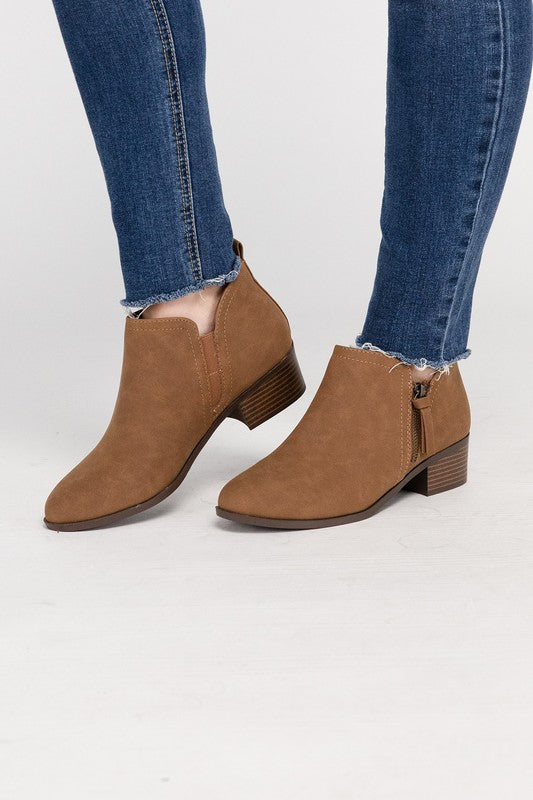 Women’s ZAYNE Side Zipper Ankle Block Heel Booties | Zarnesh