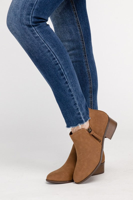 Women’s ZAYNE Side Zipper Ankle Block Heel Booties | Zarnesh