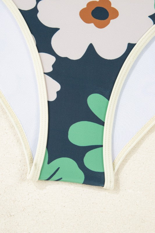 Women’s Zip-Front Floral Racerback High Waisted Bikini Set | Zarnesh