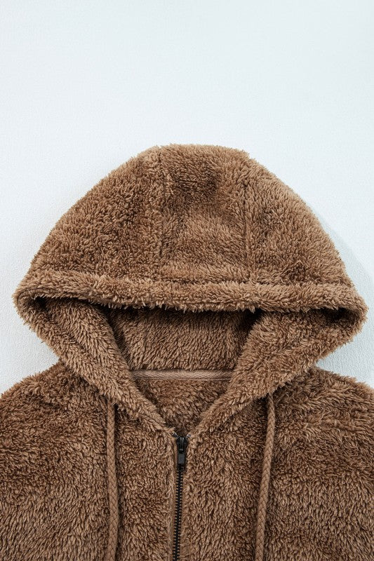 Women’s Zip Up Sherpa Hoodie and Drawstring Shorts Set | Zarnesh