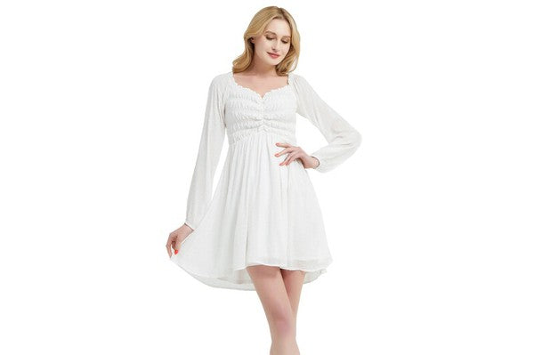 Women smocked Bodice Elastic Waist Midi Length Dress Zarnesh