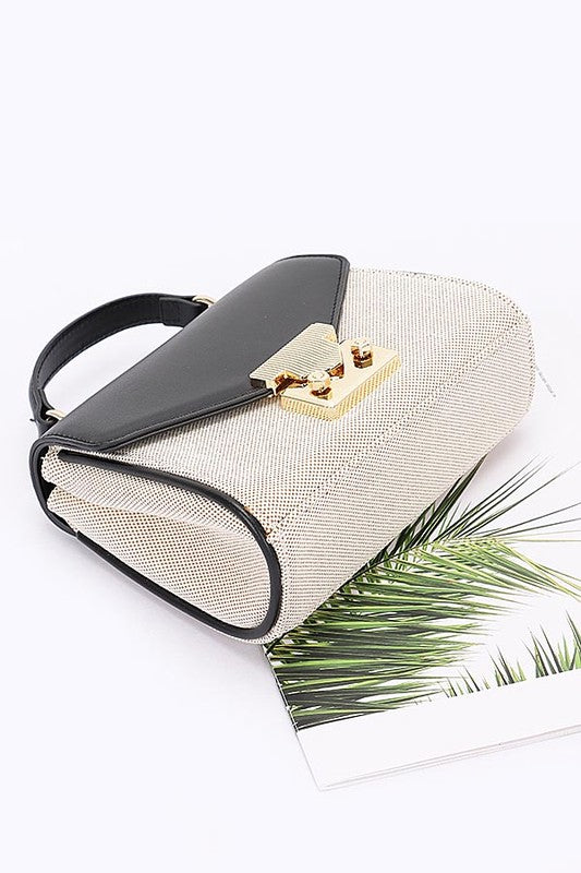 Women Canvas Two Tone Pocketbook Chain Strap Swing Bag Zarnesh