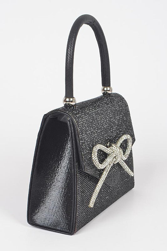 Women Rhinestone Bow Tie Iconic Top Handle Clutch Zarnesh