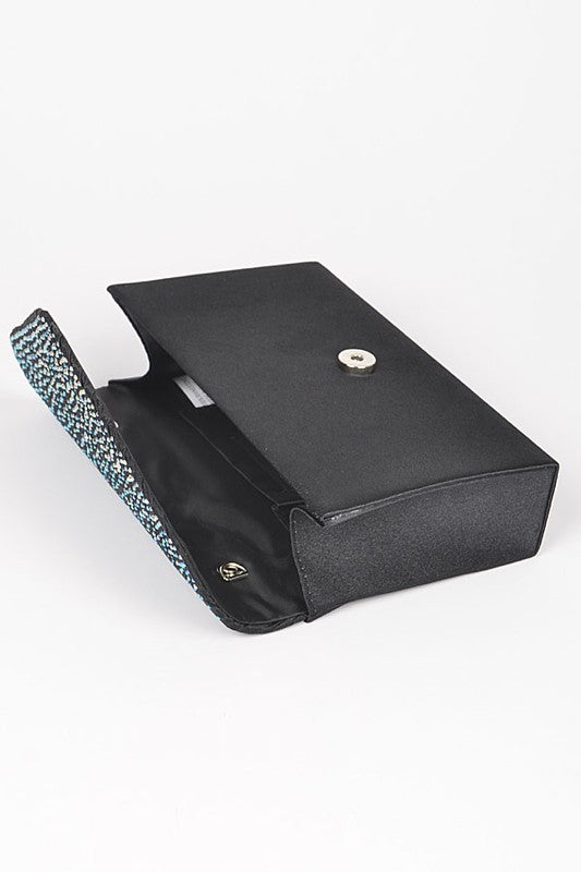 Women Rhinestone Pave Pleated Satin Evening Clutch | Zarnesh - Zarnesh