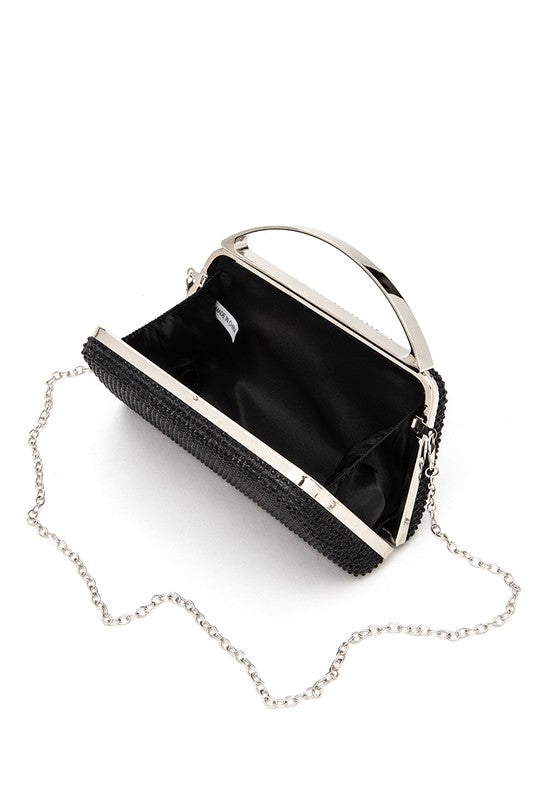 Womens Slim Top Handle Rhinestone Box Clutch | Zarnesh