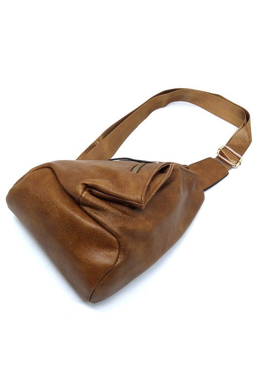 Women Faux Vegan Adjustable Shoulder Strap Sling Bag Backpack Zarnesh