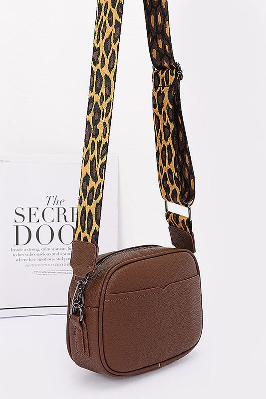 Womens Leopard Webbing Guitar Strap Crossbody Camera Bag | Zarnesh